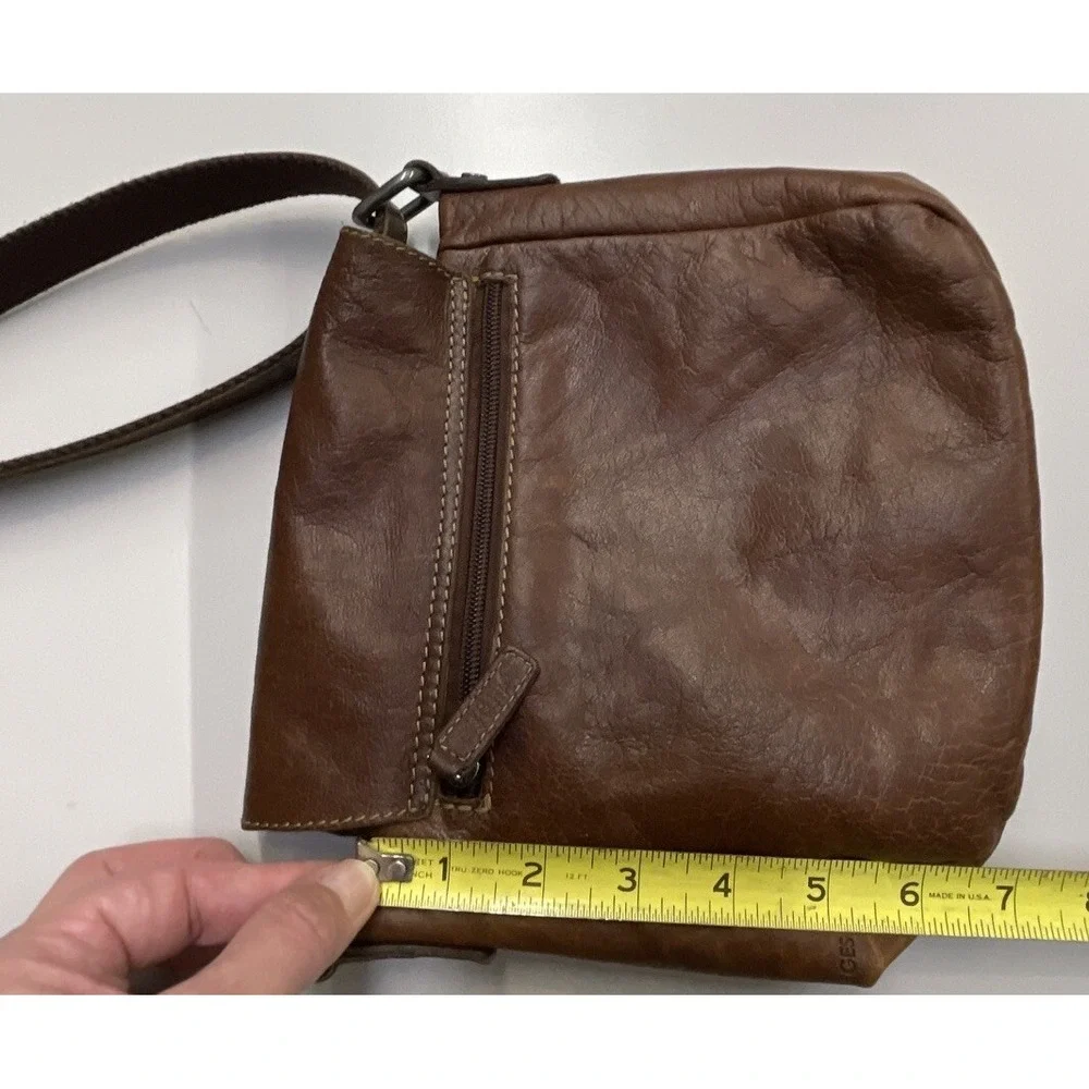 JACK‎ GEORGES Brown Distressed Leather Saddlebag Crossbody Handbag Boho Purse